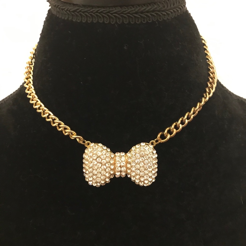 Pave Crystal Bow Necklace
